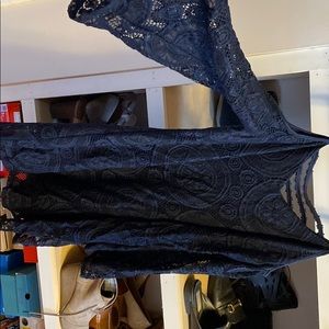 Navy Blue lace dress with balloon sleeves